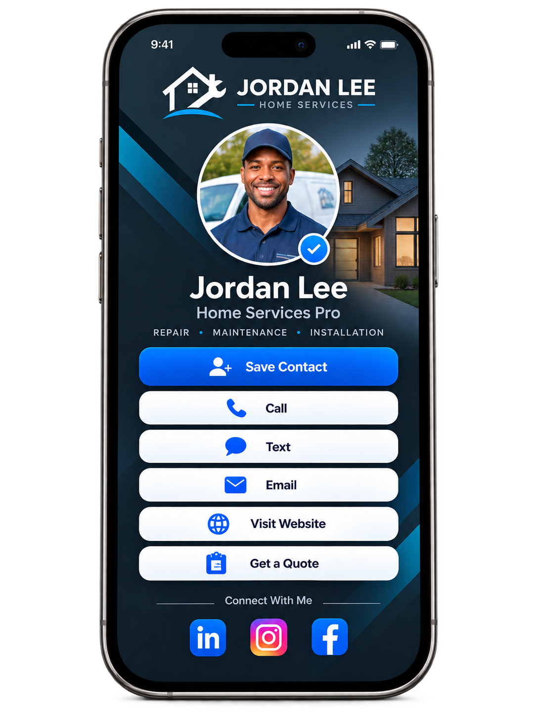 Custom landing page example for Jordan Lee Home Services